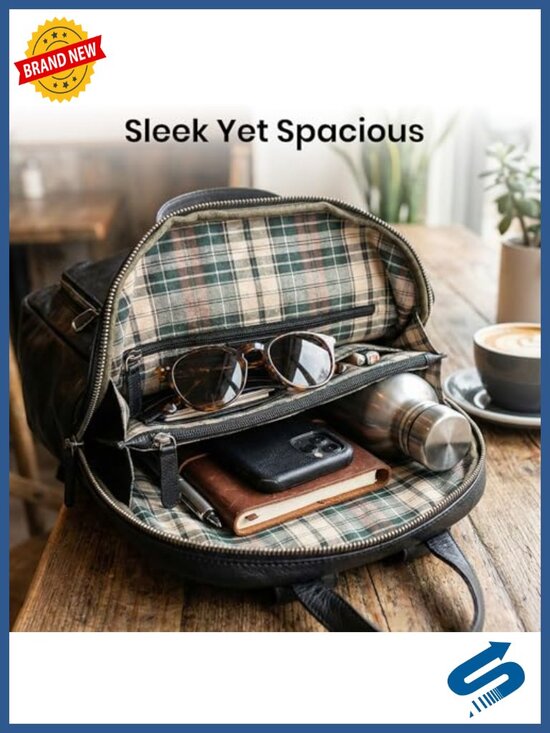 Genuine Leather Backpack with Adjustable Shoulder Strap Durable Daypack main image 5